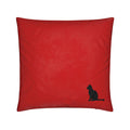 16 inch 40cm lucky black cat throw pillow cushion soft velvet with pad crimson red front
