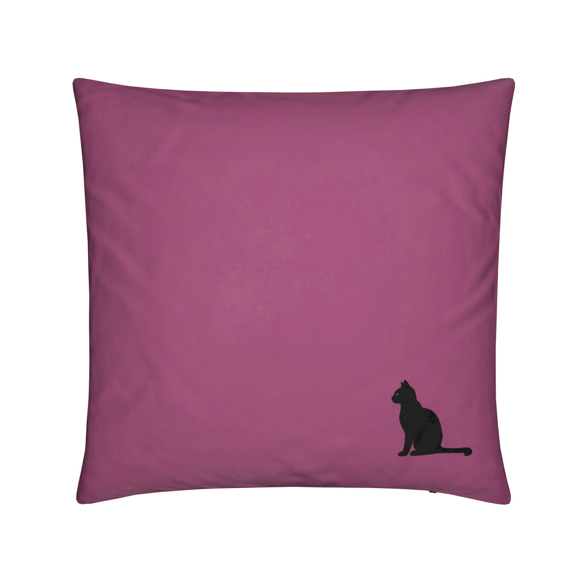 16 inch 40cm lucky black cat throw pillow cushion soft velvet with pad plum purple front
