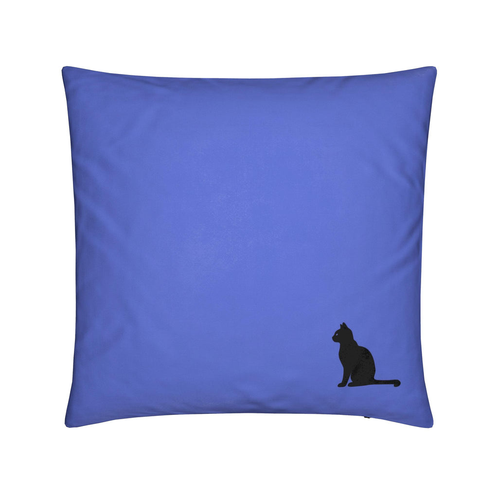 16 inch 40cm lucky black cat throw pillow cushion soft velvet with pad royal blue front

