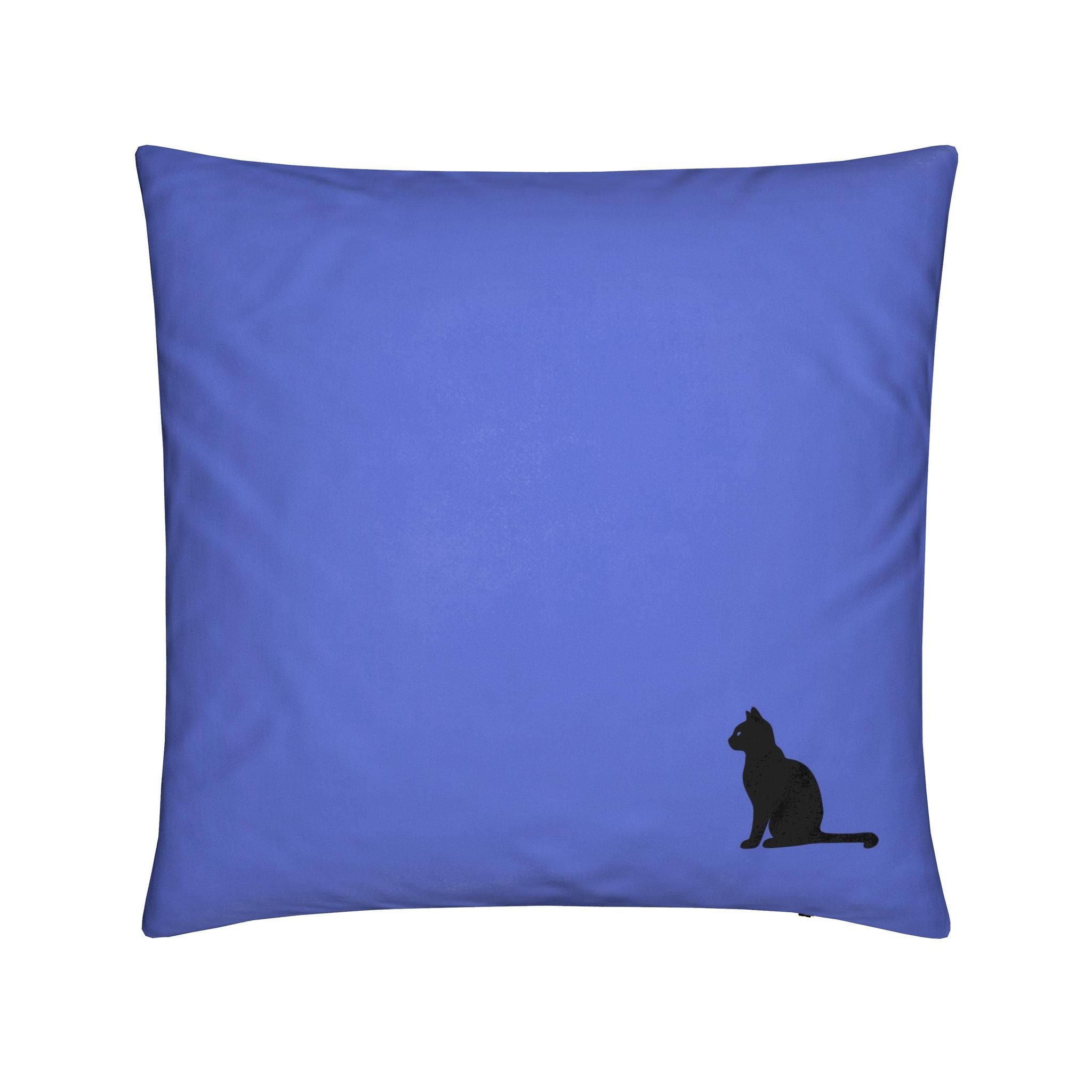 16 inch 40cm lucky black cat throw pillow cushion soft velvet with pad royal blue front
