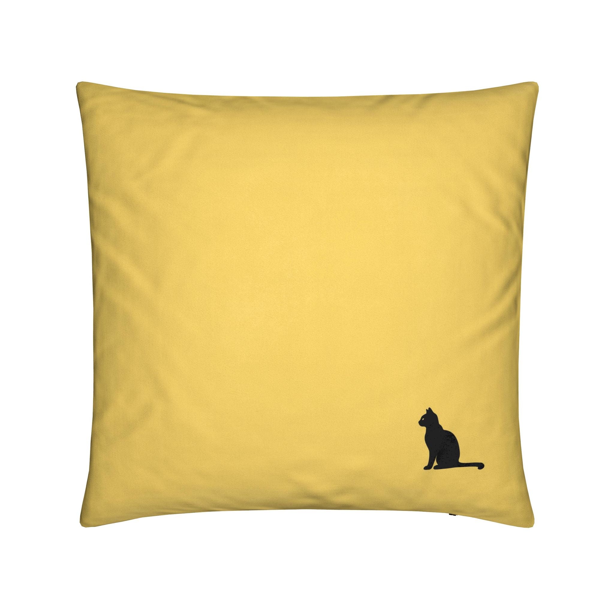 Sunshine Yellow Lucky Black Cat Cushion 16 inch 40cm square