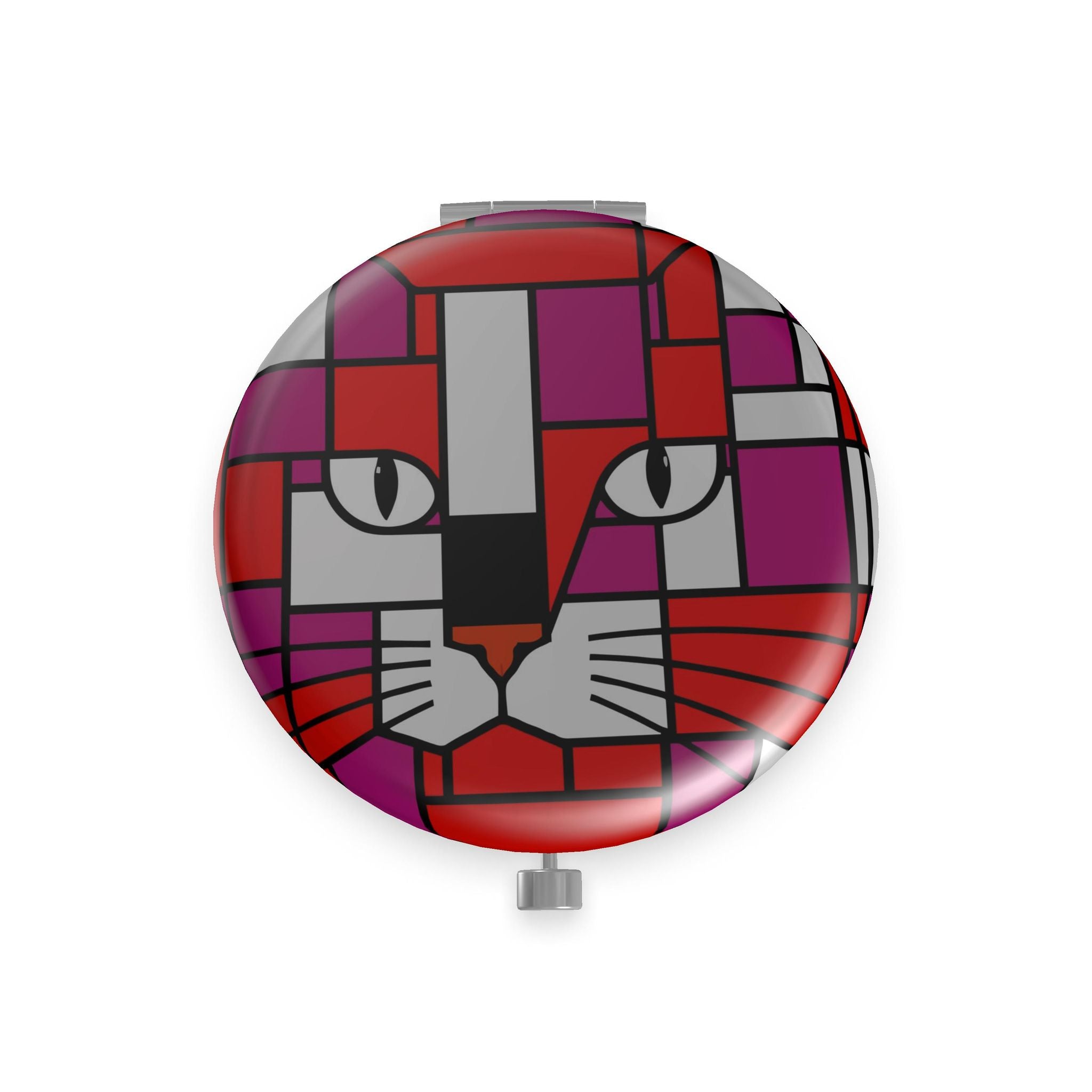 Power Orange Red Violet Metal Compact Mirror