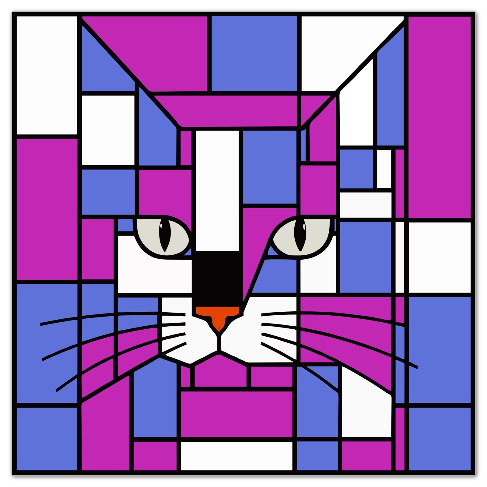 Cosmic Purple Blue Skismic Cat Square Stickers Sheets