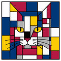 Carnival Red Blue Yellow Cat Square Stickers Sheets