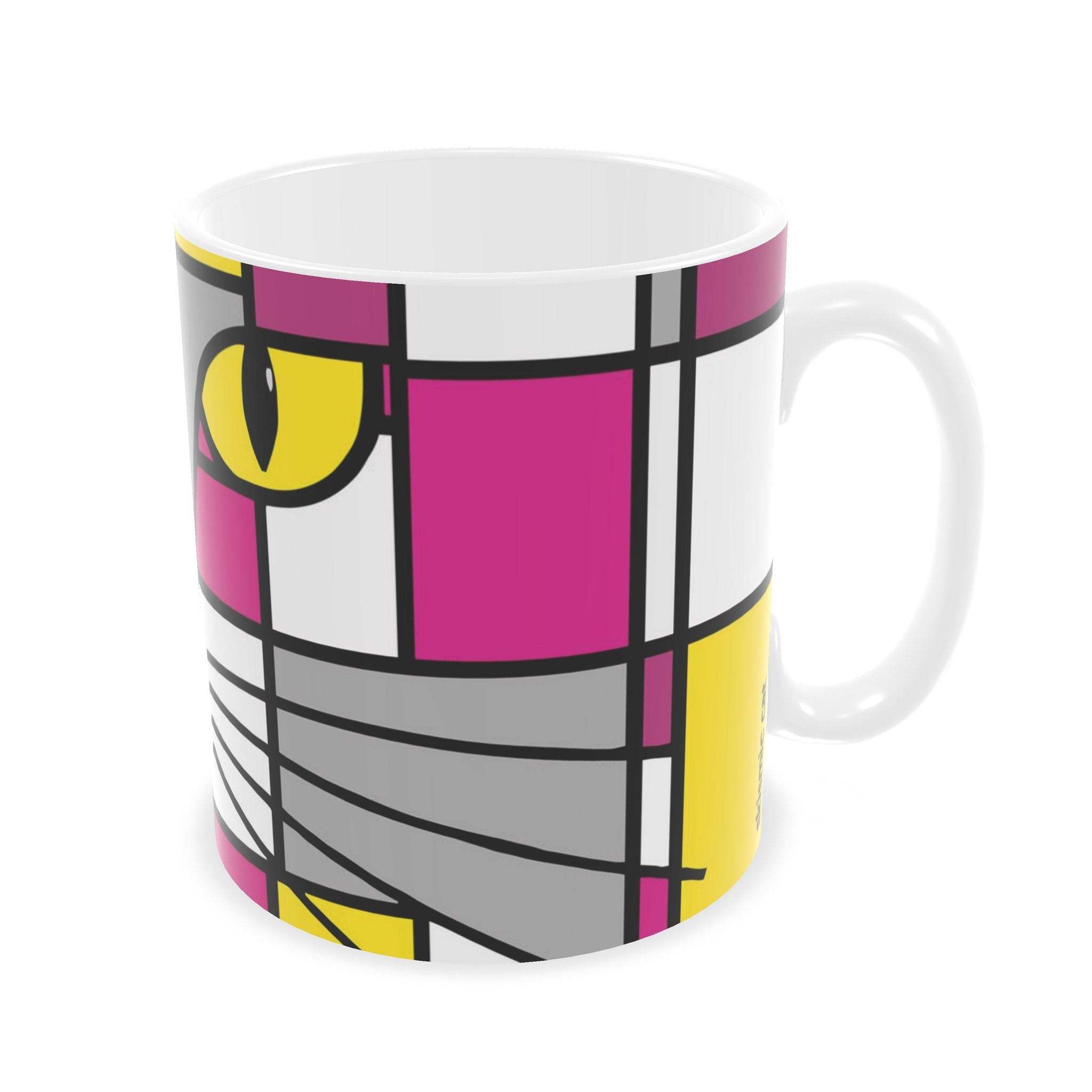 Candy Skismic Cat Pink Yellow Ceramic Builders Mugs