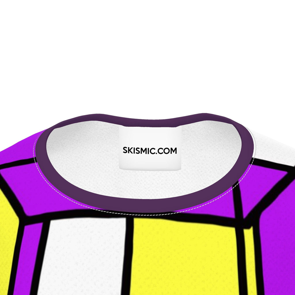 Nova Purple Yellow Skismic Cat Face Girls Simple T-Shirt