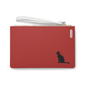 Clutch Bag - Twin Design - Skismic and Lucky Black Cat - Light grey with deep pink or brick red