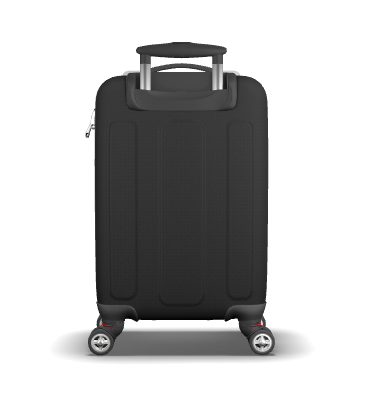 A kids suitcase with an extended telescoping handle and four wheels, shown from a front-facing perspective on a white background.