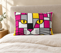 candy yellow pillow with cat face
