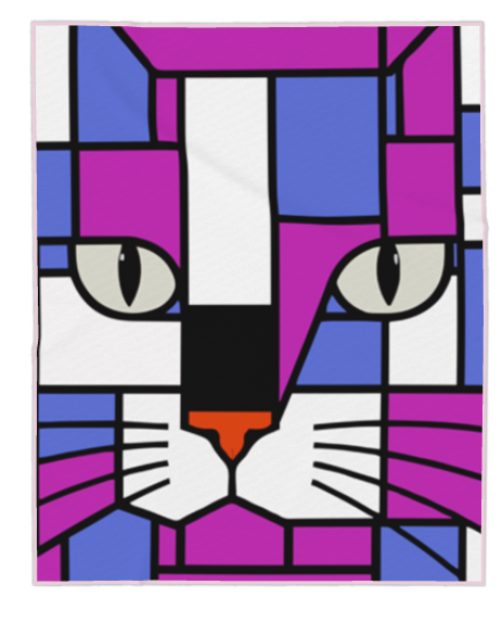 Cosmic Blue Purple Skismic Cat Face Designer Bath Towel
