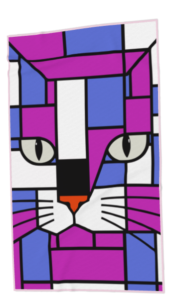 Cosmic Blue Purple Skismic Cat Face Designer Bath Towel