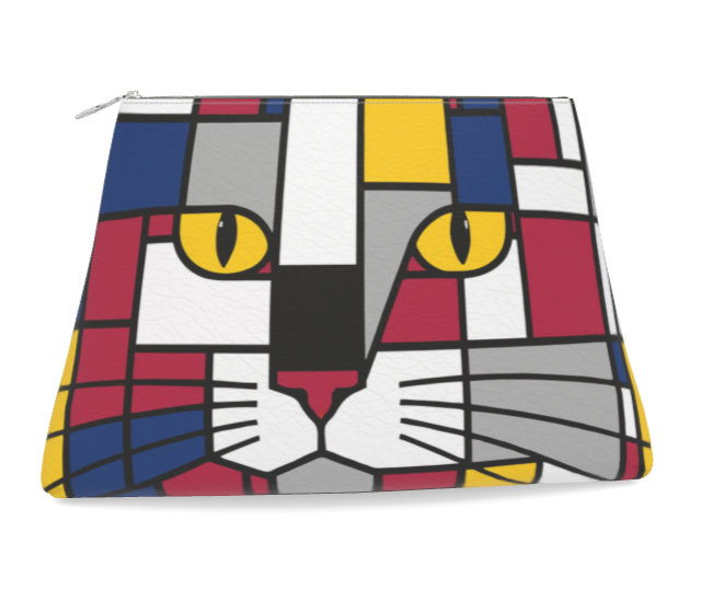 Carnival & Lucky Skismic Cat Tapered Leather Clutch Bag
