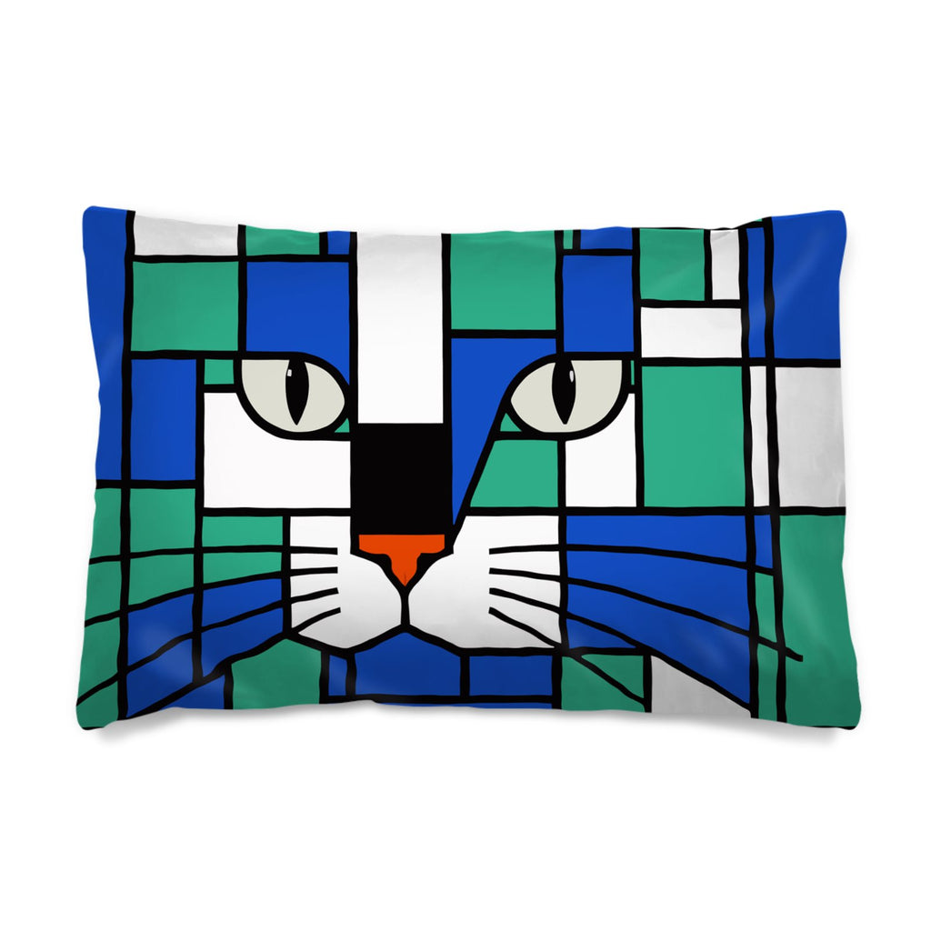 Aqua Skismic Green Blue Cats Face Duvet Covers with Pillows