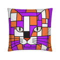 sunset orange purple square cushion cat