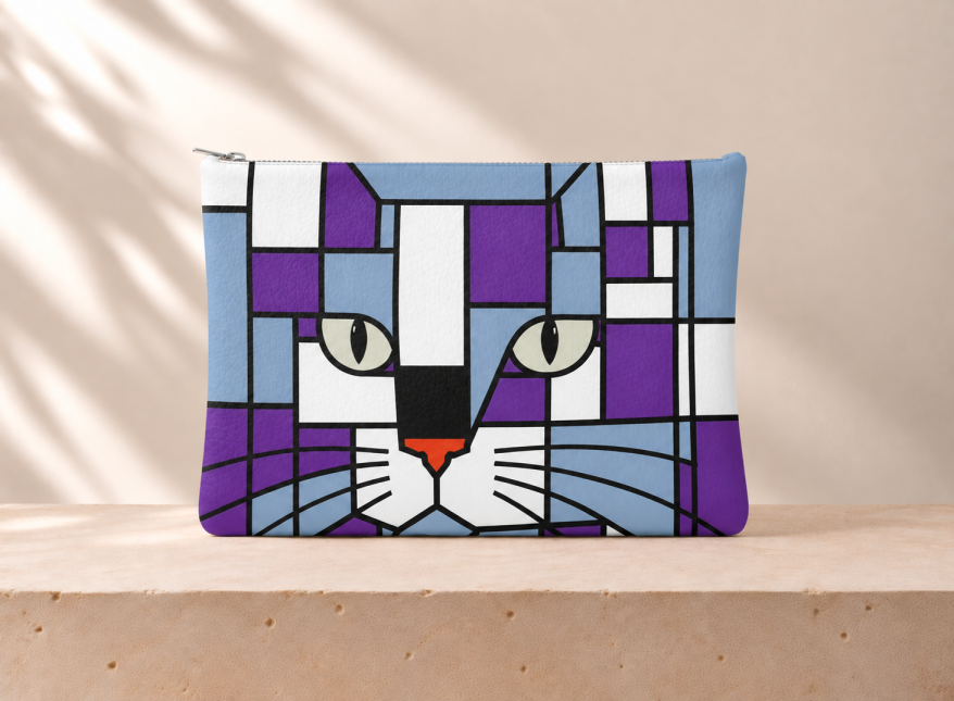 Storm Purple, Silver Grey and Blue Leather Clutch Bag