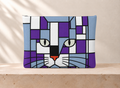 Storm Purple, Silver Grey and Blue Leather Clutch Bag